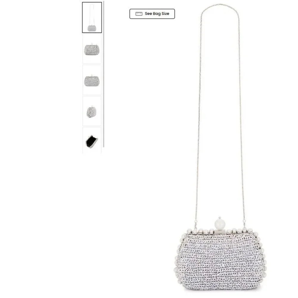 BTB Los Angeles Amelie Metallic Clutch in Silver REVOLVE PEARL PURSE - Picture 4 of 9